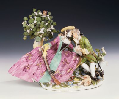 Een Meissen crinoline groep van de rust tijdens de jacht, c.1745 door Johann Joachim Kaendler
