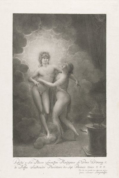 Allegorie op het huwelijk van Willem V en Wilhelmina van Pruisen, 1767 door Johann Joseph Friedrich Langenhöffel