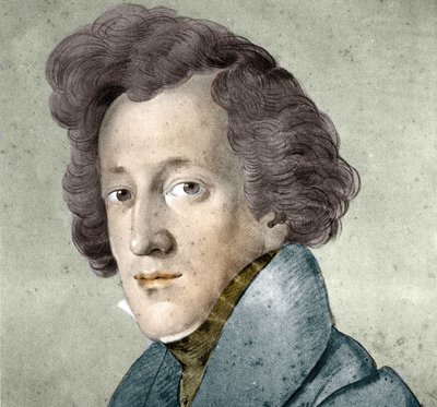 Portret van Felix Mendelssohn Bartholdy (1809-1847), Duitse componist en dirigent. Illustratie naar de tekening van Johann Joseph Schmeller. door Johann Joseph Schmeller