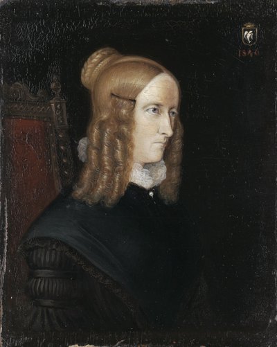 Portret van Annette von Droste-Hülshoff 1797-1848, 1840 door Johann Joseph Sprick