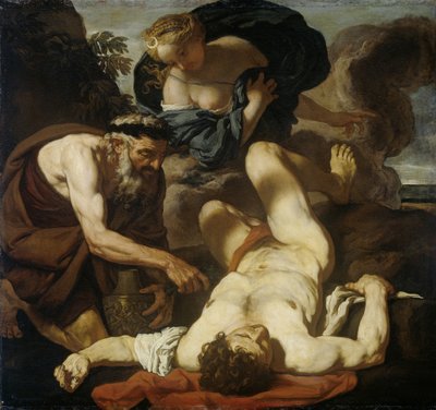 Selene en Endymion De dood van Orion, 1660s-1670s door Johann Karl Loth