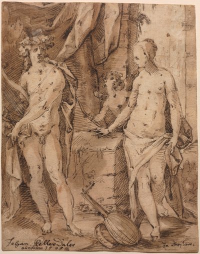 Apollo met Erato en Cupido door Johann Kellerthaler