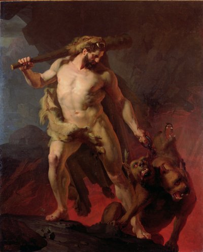 Hercules Verwijdert Cerberus van de Poorten van de Hel, 1855 door Johann Koler