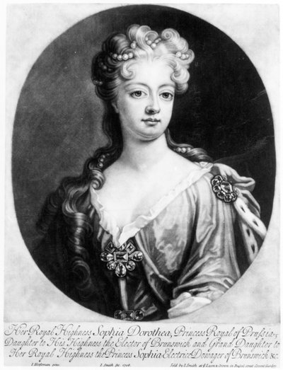 Sophia Dorothea, koningin van Pruisen, gegraveerd door John Smith, 1706 door Johann Leonhard Hirschmann
