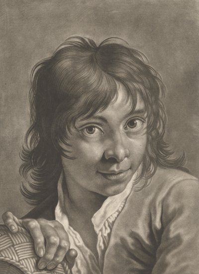 Portret van een jongen met een mand door Johann Lorenz Haid