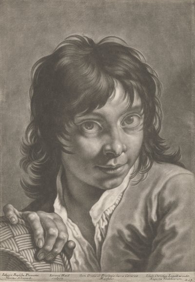 Portret van een Jongen met een Mand door Johann Lorenz Haid
