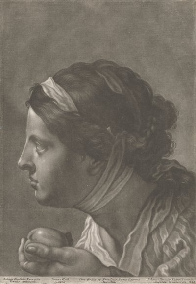 Portret van een vrouw met fruit door Johann Lorenz Haid