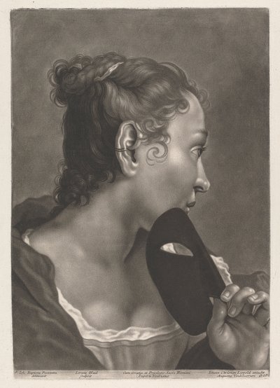 Portret van een Vrouw met Masker door Johann Lorenz Haid