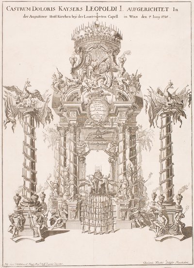 Rouwconstructie voor Keizer Leopold I in de Augustijnenkerk in Wenen, 1705 door Johann Lucas von Hildebrandt