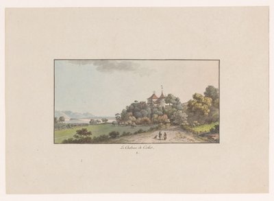 Gezicht op het Chateau de Cerlier te Erlach door Johann Ludwig Aberli
