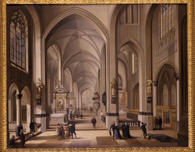 Interieur van een gotische kerk door Johann Ludwig Ernst Morgenstern
