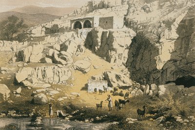 Gezicht op Baniyas. Ets door Bernatz et alii - Steinkopk J.F. Editore door Johann Martin Bernatz