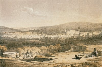 Gezicht op Bethlehem. Ets door Bernatz et alii - Steinkopk J.F. Editore door Johann Martin Bernatz