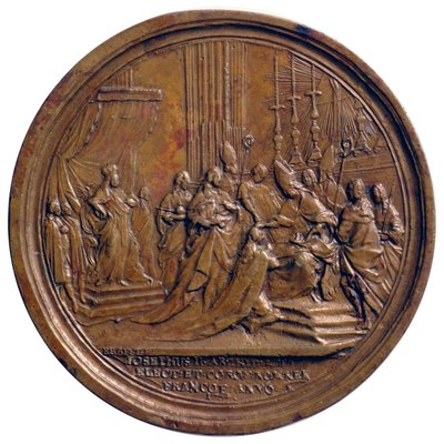 De kroning van Jozef II als Rooms-Duitse koning in Frankfurt am Main in 1764 door Johann Martin Krafft