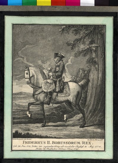 Frederik II van Pruisen te paard door Johann Martin Will