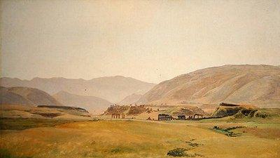 Een Campagna landschap door Johann Martin von Rohden