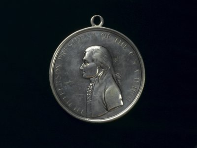 Thomas Jefferson Indian Peace medaille, ca. 1801 (zilver) door Johann Mathias Reich