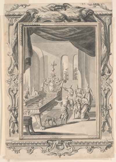 Studie voor Het IJzeren Bed van Koning Og, Plaat 324, Physica Sacra door Johann Melchior Füssli