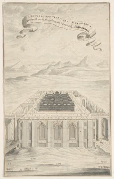 Studie voor de Tempel in Jeruzalem, Plaat 424, Physica Sacra door Johann Melchior Füssli