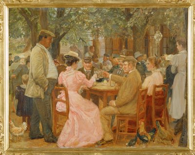 Beim Heurigen - in a Heurigen -pub … (oil on wood) door Johann Michael Kupfer