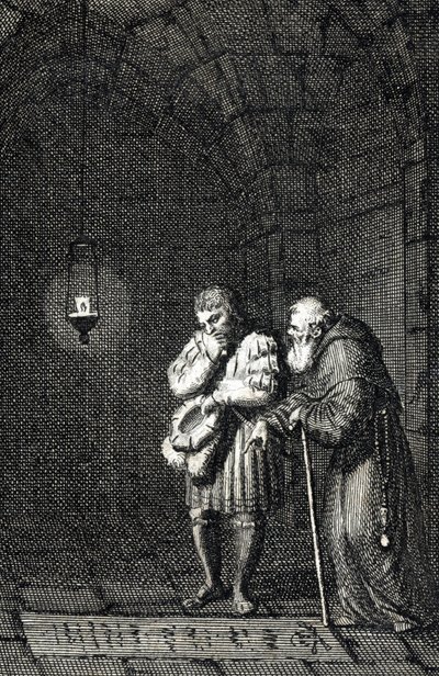 Keizer Karel IV (1346-1378) verzamelt op het graf van Widukind van Saksen in Enger, Duitsland in 1377 gravure door Johann Michael Mettenleiter door Johann Michael Mettenleiter