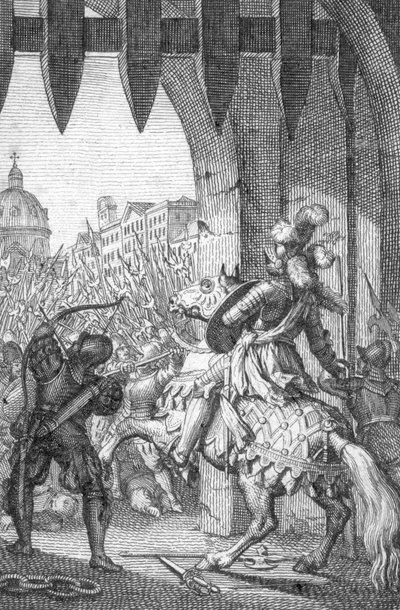 De intocht in Rome door Hendrik VII van Luxemburg in 1312. Gravure door Johann Michael Mettenleiter, 1800 door Johann Michael Mettenleiter