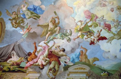 Hercules doodt de Hydra door Johann Michael Rottmayr