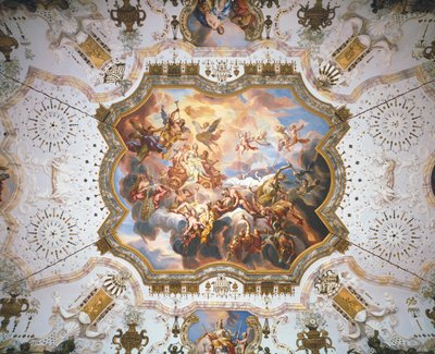 Wijsheid en een goed geweten zegevieren over ondeugd ... (marmer) door Johann Michael Rottmayr