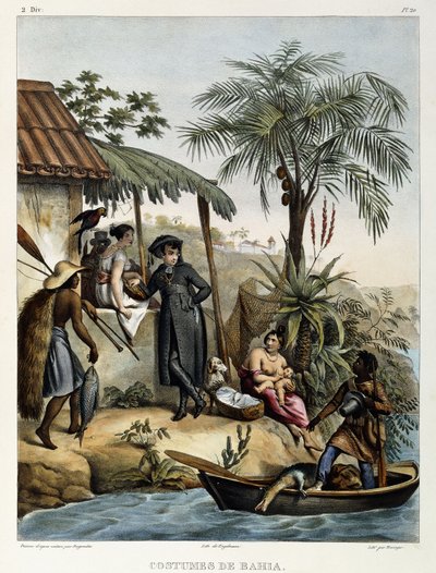 Kostuums van Bahia, uit "Picturesque Voyage to Brazil", 1835 door Johann Moritz Rugendas