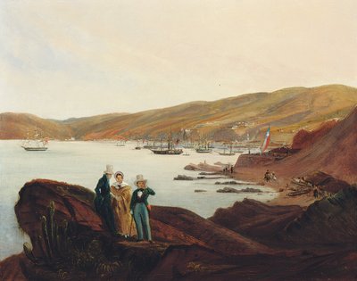 El Membrillo Strand, nabij Valparaiso door Johann Moritz Rugendas