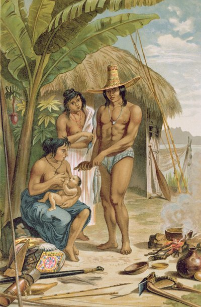 Indiaans huishouden in Oost-Brazilië, uit 