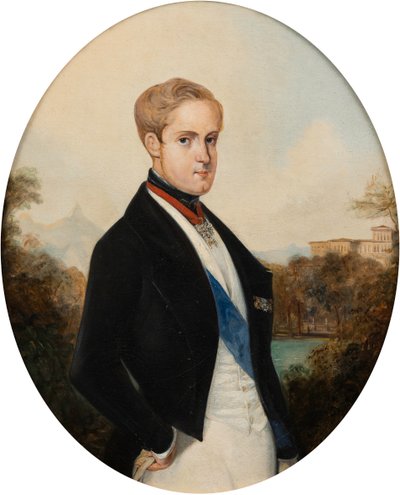 Portret van keizer Peter II van Brazilië 1825-1891, 1846 door Johann Moritz Rugendas