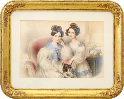 Dubbelportret van de Aartshertoginnen Maria Theresa 1816-1867 en Maria Karoline 1825-1915, 1832 door Johann Nepomuk Ender
