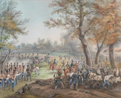 Slag bij Zalesie nabij Biala Podlaska op oktober 1812, c. 1912 door Johann Nepomuk Hoechle