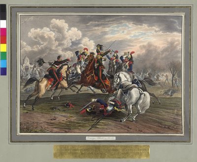 Frederic Dittmayer redding op 17 februari 1814 in Villeneuve kolonel sergeant baron van Trach uit de gevangenschap Franse kurassiers door Johann Nepomuk Hoechle