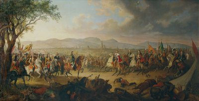 Keizer Leopold I en koning Jan III Sobieski voor Wenen door Johann Nepomuk Höchle