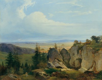 De Wiener-Neustädter Heide gezien vanuit Wetzelsdorf door Johann Nepomuk Passini