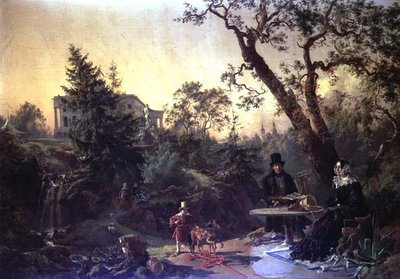 Familiegroep in de tuin van een landhuis door Johann Nepomuk Rauch