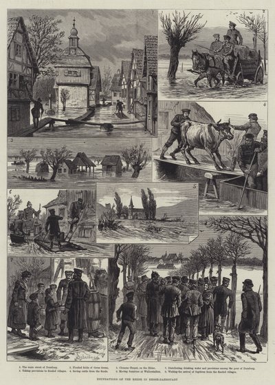 Overstromingen van de Rijn in Hessen-Darmstadt door Johann Nepomuk Schonberg