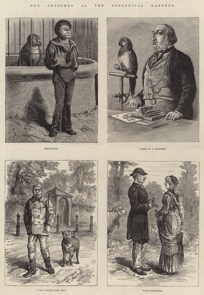 Vreemde schetsen in de dierentuin door Johann Nepomuk Schonberg