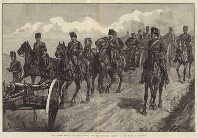 De Paasmaandag Vrijwilligersparade, de Eervolle Artillerie Compagnie op Mars naar Brighton door Johann Nepomuk Schonberg