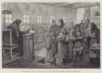 De Hongersnood in Rusland, soep uitdelen bij het Alexander Nevsky Klooster, St. Petersburg door Johann Nepomuk Schonberg