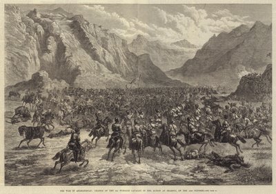 De Oorlog in Afghanistan, Aanval van de 2e Punjaub Cavalerie in de Actie bij Shahjui, op 24 oktober door Johann Nepomuk Schonberg