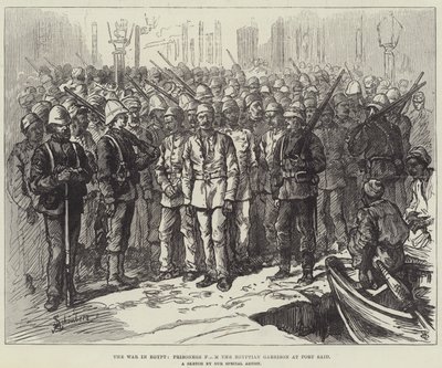 De oorlog in Egypte, gevangenen van het Egyptische garnizoen in Port Said door Johann Nepomuk Schonberg
