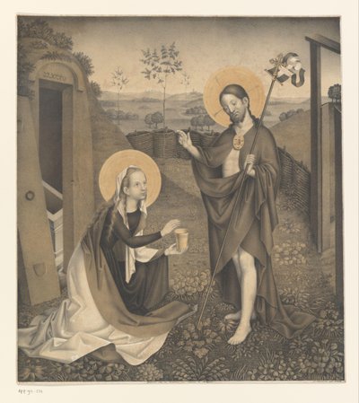 Christus en Maria Magdalena in een omheinde tuin door Johann Nepomuk Strixner
