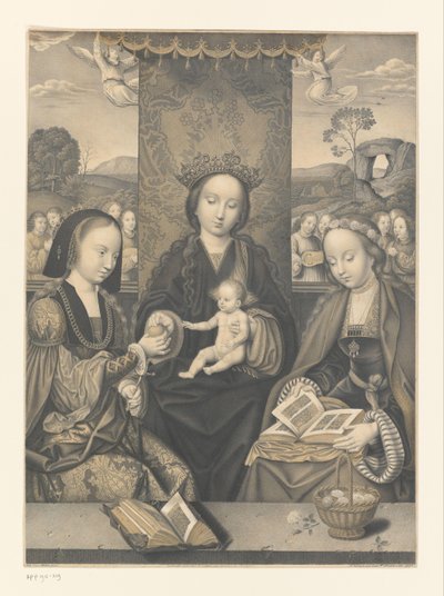 Maria met kind en twee vrouwelijke heiligen door Johann Nepomuk Strixner