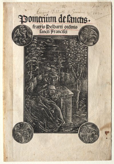 Pelbart van Temesvar studeert in een tuin, 1620 door Johann Otmar