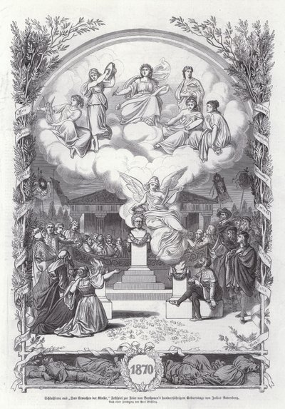 Laatste scène uit De Ontwaking van de Kunsten, viering van de honderdste verjaardag van Beethoven, door Julius Rodenberg door Johann Paul Adolf Kiessling