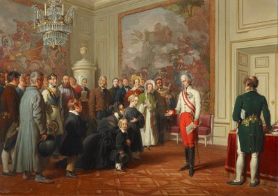Keizer Franz I geeft algemene audiëntie door Johann Peter Krafft