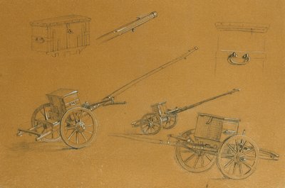Studie van kanonnen en legerbenodigdheden door Johann Peter Krafft